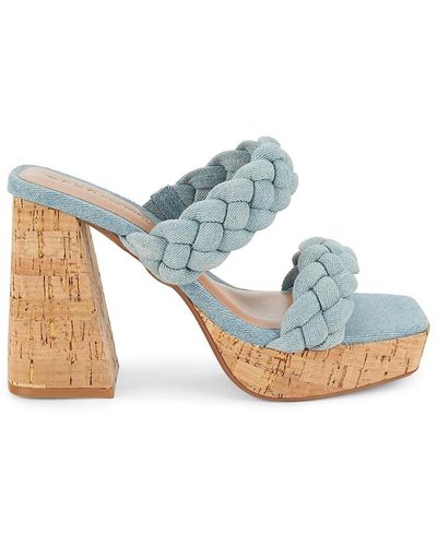 BCBGeneration Gemma Braided Block Heel Sandals - Blue