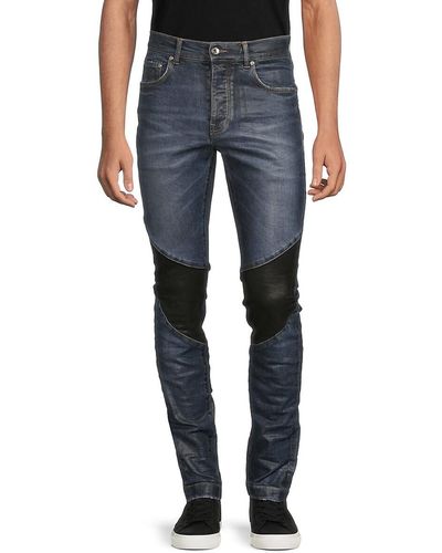 Purple Brand Patchwork Washed Jeans - Blue