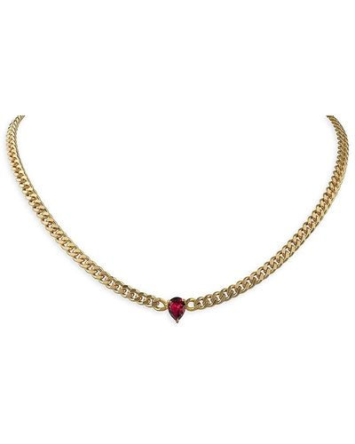 CZ by Kenneth Jay Lane 14k Goldplated & Cubic Zirconia Curb Chain Necklace - Metallic