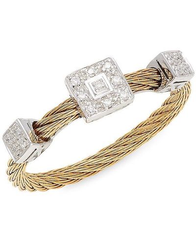 Alor Classique 18k White Gold, Goldtone Stainless Steel & 0.09 Tcw Diamond Ring
