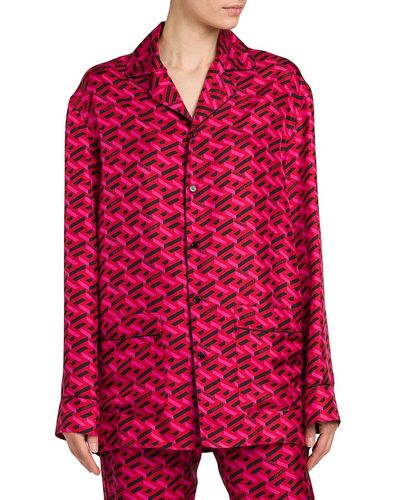Versace Silk Twill Pyjama Top - Red
