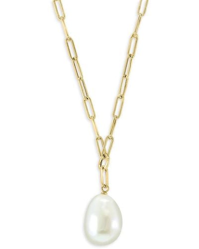Effy 14k Yellow Gold & 13-16mm Freshwater Pearl Pendant Necklace - Metallic