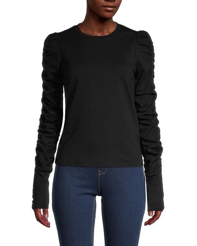 Walter Baker Women's Ruched Long-sleeve T-shirt - Black - Size M
