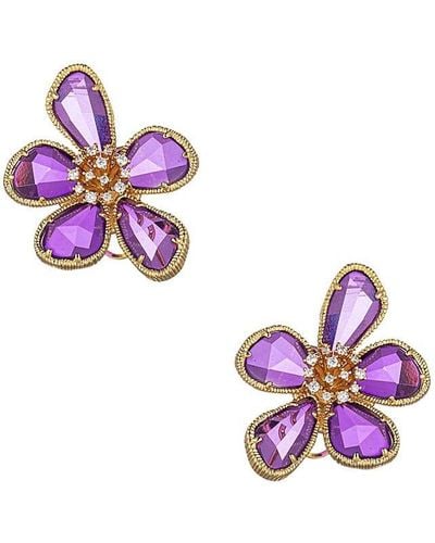 Eye Candy LA Luxe Daisy Goldtone & Cubic Zirconia Earrings - Purple