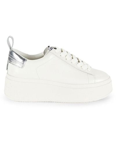 Ash Metallic Low Top Leather Sneakers - White