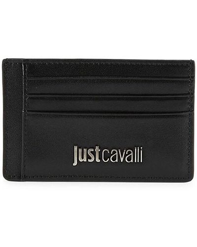 Just Cavalli Logo Leather Card Case - Black