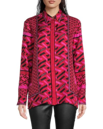 Versace Print Silk Shirt - Red