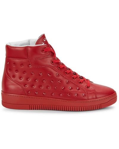 John Galliano Studded High-top Leather Sneakers - Red