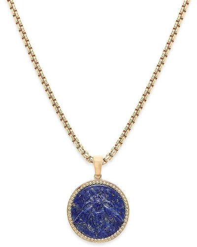 Effy 14K Goldplated Sterling & Lapis Lazuli Pendant Necklace - Blue