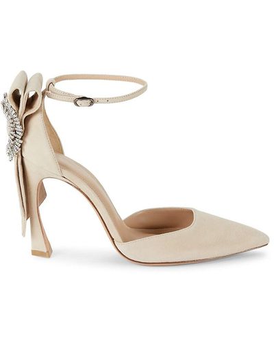 Alexandre Birman Lucy Suede Embellished Court Shoes - White
