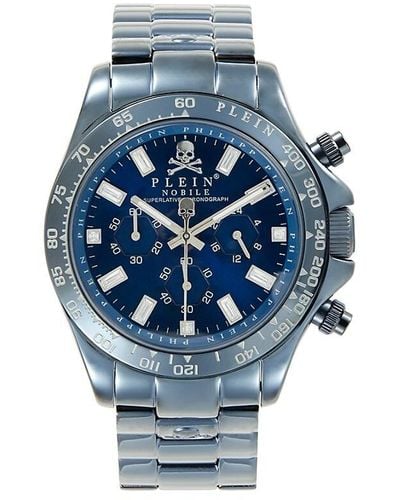 Philipp Plein Nobile 43mm Ip Blue Stainless Steel Bracelet Chronograph Watch