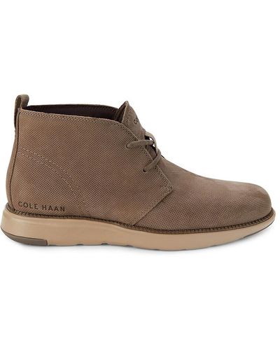 Cole Haan Grand Atlantic Perforated Suede Chukka Boots - Brown