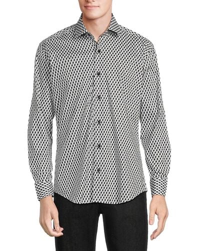 Bertigo Geometric Print Shirt - Gray