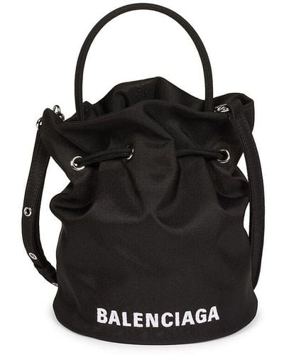 Balenciaga Wheel Xs Drawstring Bucket Bag - Black