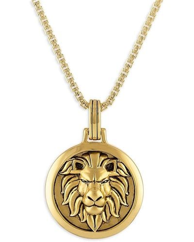 Esquire 14K Goldplated Sterling Lion Head Pendant Necklace - Metallic