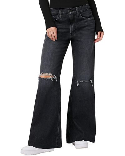 Hudson Jeans Jodie High-Rise Distressed Wide-Leg Jeans - Blue