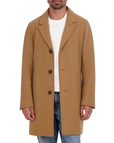 Cole Haan Stretch-wool Topcoat - Brown