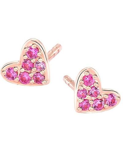 Kendra Scott 14k Rose Gold & Sapphire Heart Stud Earrings - Pink