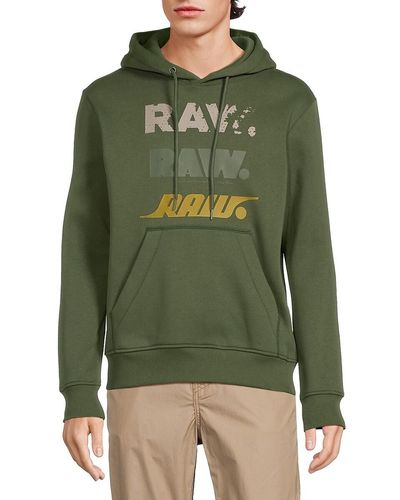 G-Star RAW Logo Drawstring Hoodie - Green