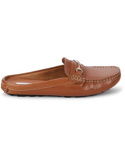 Saks Fifth Avenue Saks Fifth Avenue Slip-On Leather Loafer Mules - Brown