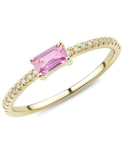 Saks Fifth Avenue Saks Fifth Avenue 14k Yellow Gold, Sapphire & Diamond Ring - Pink