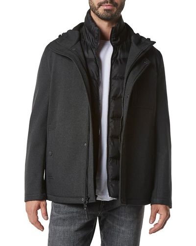 Andrew Marc Berwick 3-in-1 Quilted Vest & Hooded Jacket - Black