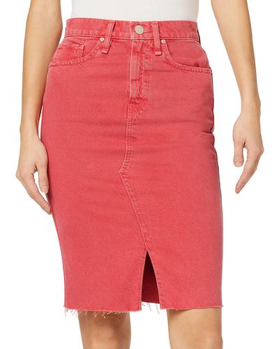 Hudson Jeans Reconstructed Knee Length Denim Skirt - Red