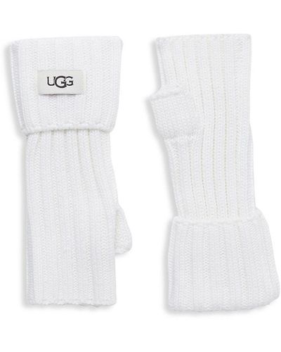 UGG Ribbed Fingerless Gloves - White