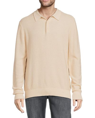 Onia Waffle Patterned Cashmere Blend Polo - Natural