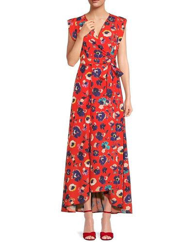 Hutch Floral Cap Sleeve Maxi Dress - Red