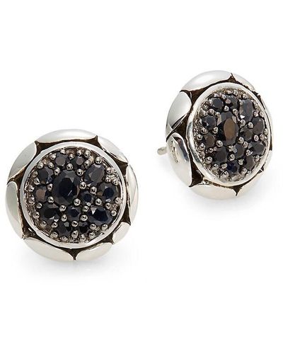 John Hardy Kali Black Sapphire & Sterling Silver Button Earrings - Metallic