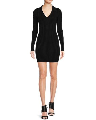 Solid & Striped Geena Ribbed Mini Bodycon Dress - Black
