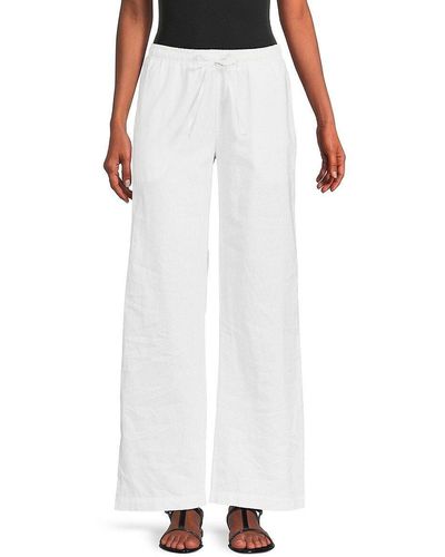 Saks Fifth Avenue Saks Fifth Avenue Linen Blend Wide Leg Pants - White