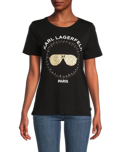 Karl Lagerfeld Embellished Sunglasses T-shirt - Black