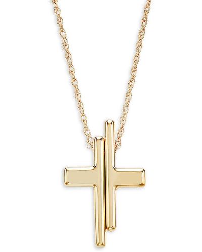 Saks Fifth Avenue Saks Fifth Avenue 14k Yellow Gold Split Cross Pendant Necklace - Metallic