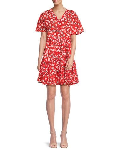 BOSS Dango Floral Mini Dress - Red