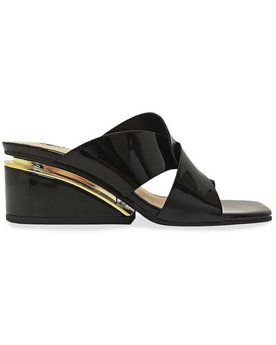 Lady Couture Magical Cross Strap Wedge Sandals - Black