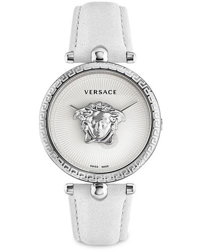 Versace Palazzo Empire 39Mm Stainless Steel & Leather Strap Watch - Grey