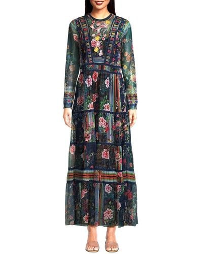 Johnny Was Dayana Embroidered Floral Maxi Dress - Black