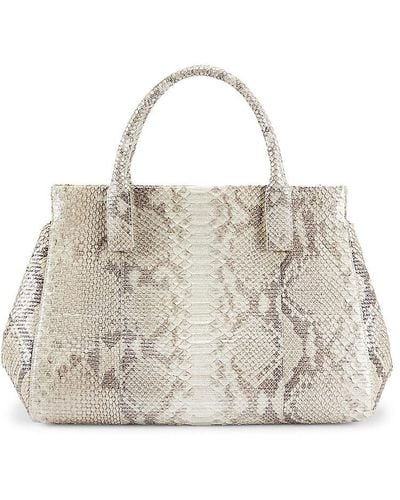 Nancy Gonzalez Large Daisy Python Leather Satchel - White