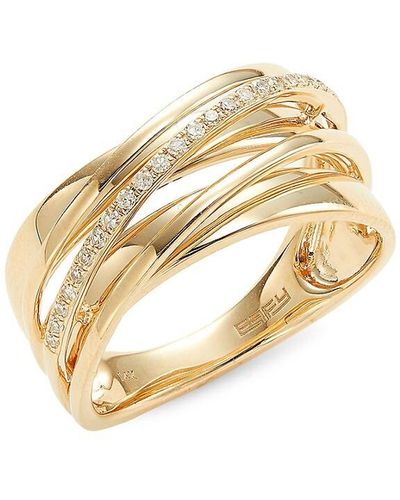 Effy 14k Yellow Gold & 0.11 Tcw Diamond Ring/size 7 - Metallic