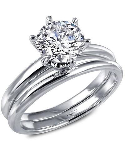 Lafonn Classic Platinum Bonded Sterling Silver & Simulated Diamond Solitaire Ring - Gray