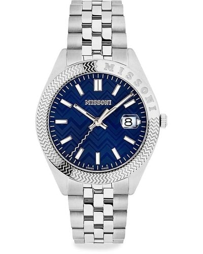 Missoni Classic 41Mm Goldtone Stainless Steel Bracelet Watch - Blue