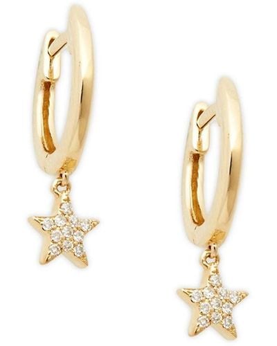 Saks Fifth Avenue 14K & Diamond Star Drop Earrings - Metallic