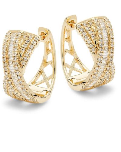Effy 14k Yellow Gold & White Diamond Earrings - Metallic