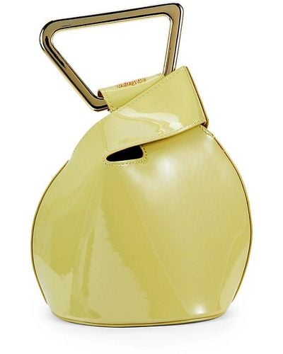 Cult Gaia Patent Leather Top Handle Bag - Yellow