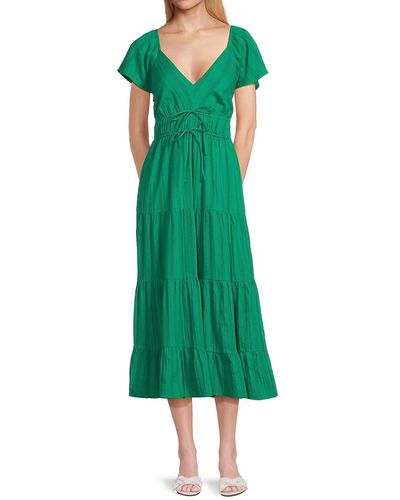 Greylin Bow Midaxi A Line Dress - Green