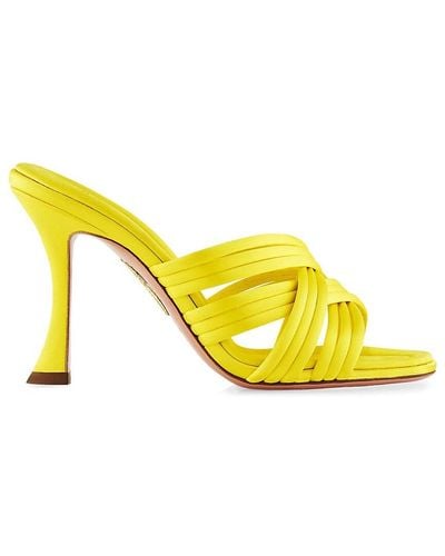 Aquazzura Oahu Strappy Heel Sandals - Yellow