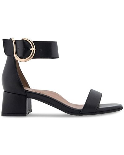Aerosoles Eliza Metallic Leather Ankle Strap Sandals - Black