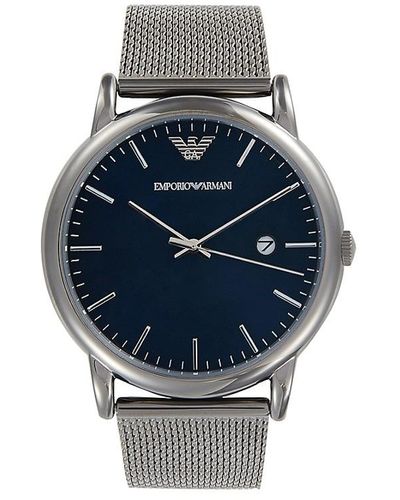Emporio Armani 43Mm Stainless Steel Mesh Bracelet Watch - Blue